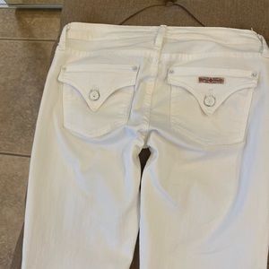 White Hudson low rise flair leg white jeans
